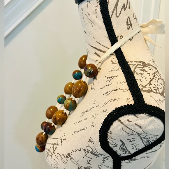 VTG Porcelain Ceramic Artist Glazed Beads Hand knotted Silk Statement Necklace - Picture 2 of 7